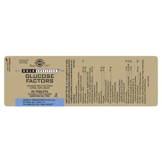 Solgar Gold Specifics Glucose Factors Tablets 60 Tablets