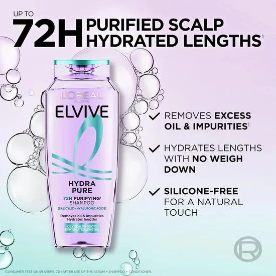 L'Oreal Elvive Hydra Pure 72h Purifying Shampoo 400ml