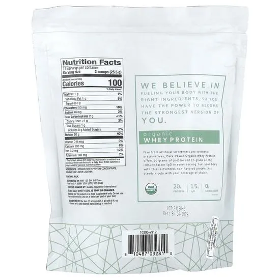 Pure Power Organic Whey Protein Original 385g