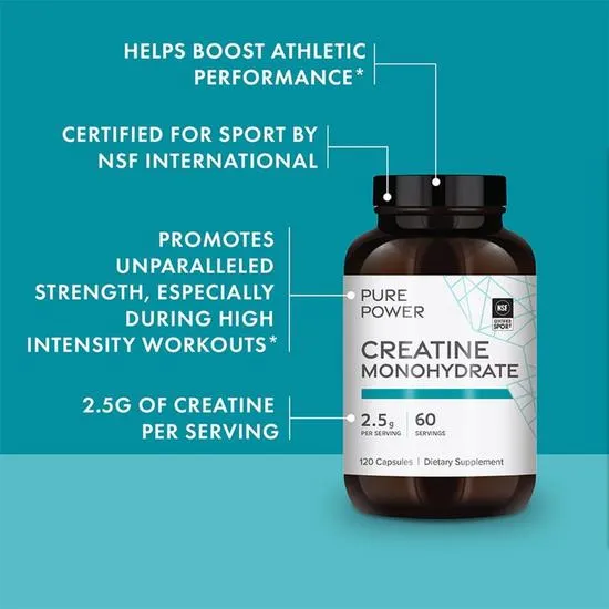 Pure Power Creatine Monohydrate Capsules 120 Capsules