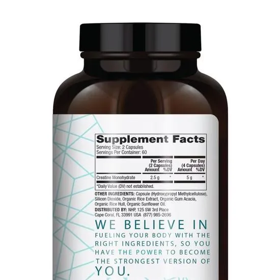 Pure Power Creatine Monohydrate Capsules 120 Capsules