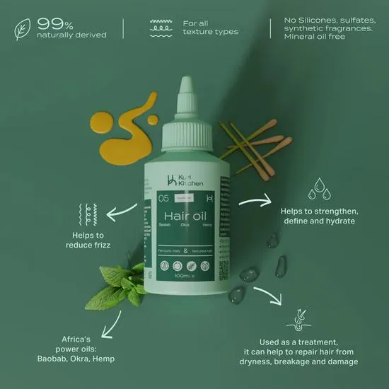 Kurl Kitchen Baobab, Okra & Hemp Hair Oil 100ml