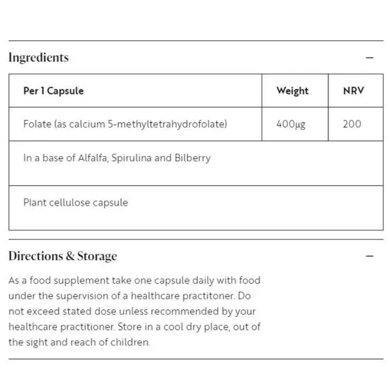 Viridian Methylfolate 400ug Capsules 90 Capsules