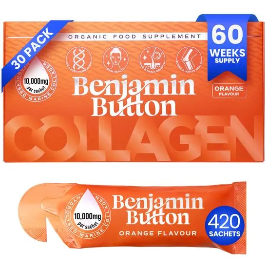Benjamin Button Orange 10,000mg Marine Collagen Liquid Sachets x 28