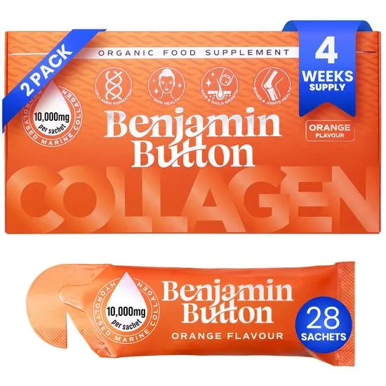 Benjamin Button Orange 10,000mg Marine Collagen Liquid Sachets x 28