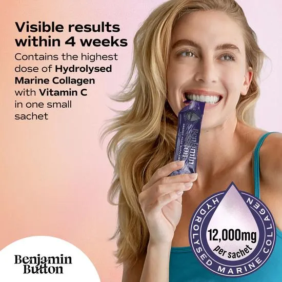 Benjamin Button BlackCurrant 12,000mg Marine Collagen Liquid Sachets x 14