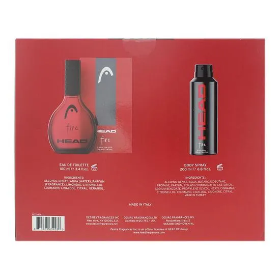 Head Fire Eau De Toilette 100ml + Deodorant Spray 200ml Gift Set 100ml