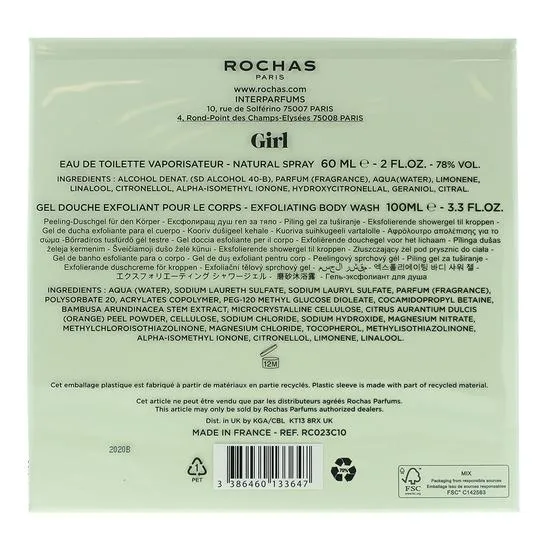 Rochas Girl Eau De Toilette 60ml + Shower Gel 100ml Gift Set 60ml