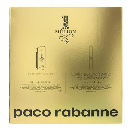 Paco Rabanne 1 Million Eau De Toilette 100ml + Eau De Toilette 10ml Gift Set 100ml