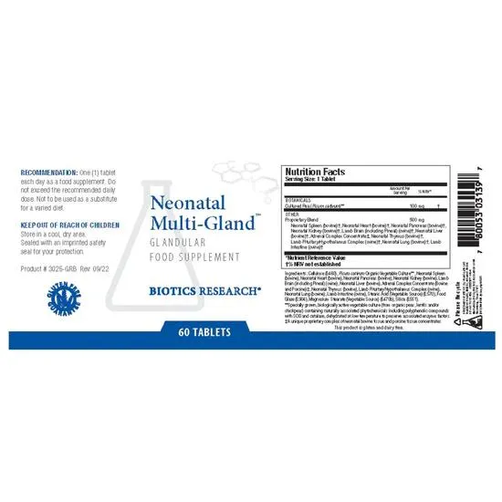 Biotics Research Neonatal Multi-Gland Tablets 60 Tablets