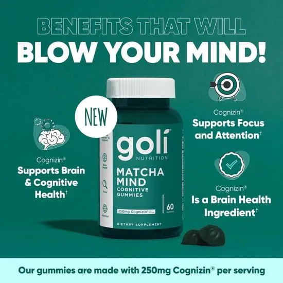 Goli Nutrition Matcha Mind Gummies 60 Gummies