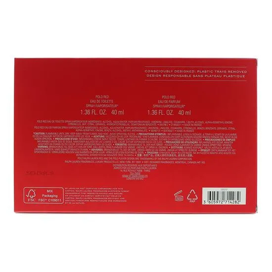 Ralph Lauren Polo Red Gift Set Eau De Toilette + 40m Eau De Parfum 40ml
