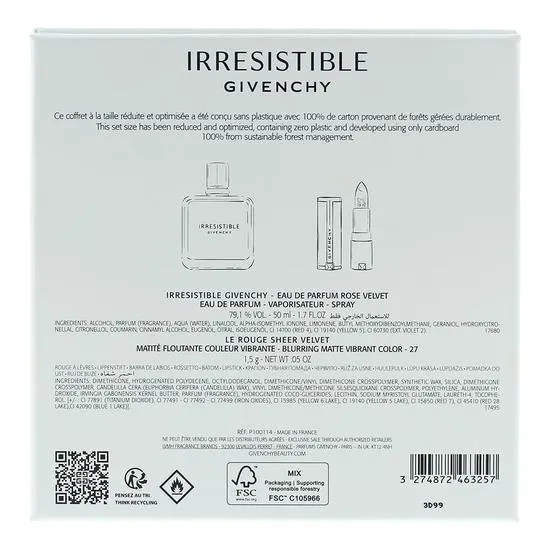 GIVENCHY Irresistible Rose Velvet Eau De Parfum + Lipstick Gift Set 50ml