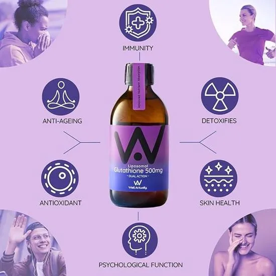 Well Actually Liposomal Reduced L-Glutathione 500mg Blueberry 150ml