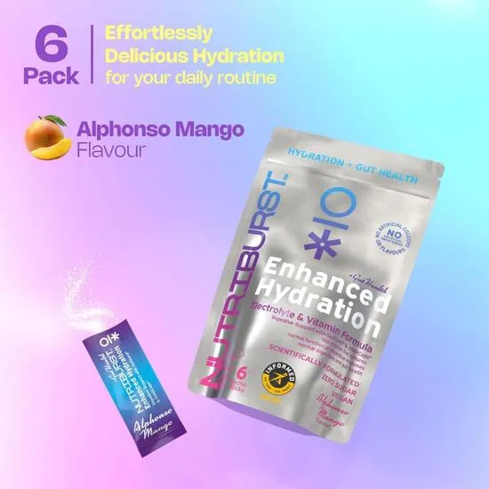 Nutriburst Enhanced Hydration + Gut Health Mango Flavour Sachets 6 Sachets