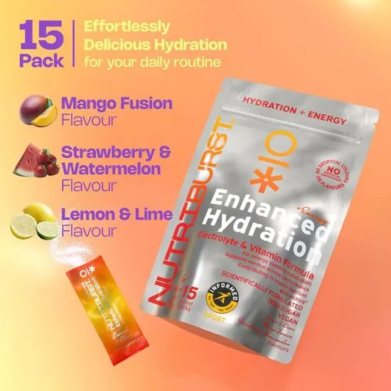 Nutriburst Enhanced Hydration + Energy Mixed Fruit Flavour Sachets 15 Sachets