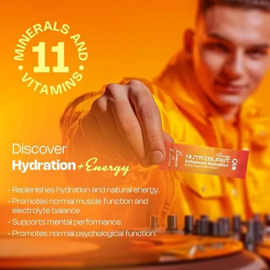 Nutriburst Enhanced Hydration + Energy Lemon/Lime Flavour Sachets 6 Sachets