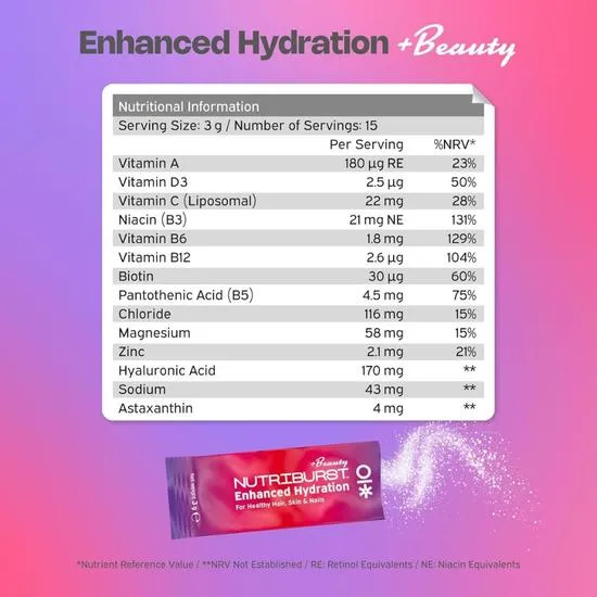 Nutriburst Enhanced Hydration + Beauty Mixed Fruit Flavour Sachets 15 Sachets