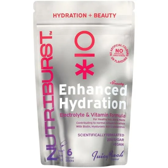 Nutriburst Enhanced Hydration + Beauty Juicy Peach Flavour Sachets 6 Sachets