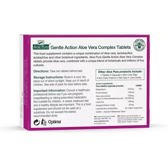 Aloe Pura Aloe Vera Gentle Action Complex Earlier Colon Cleanse Tablets 60 Tablets