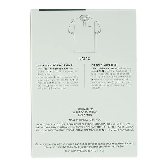 Lacoste L.12.12 Blanc Eau Intense Eau De Toilette 50ml