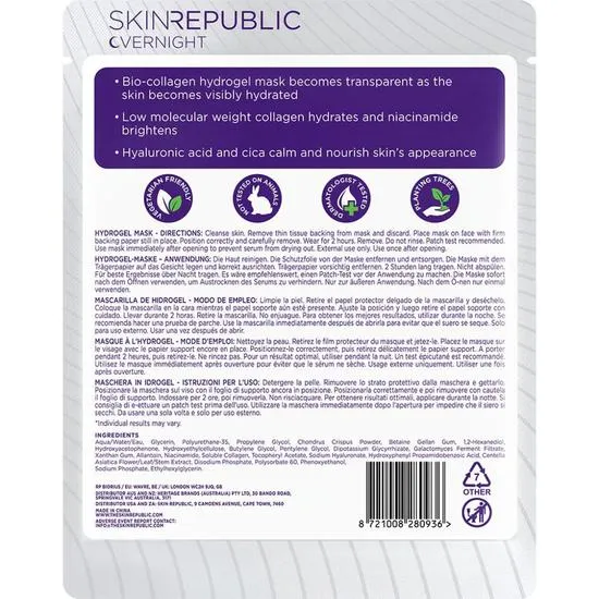 Skin Republic Overnight Bio-Collagen Hydrogel Face Mask 30g