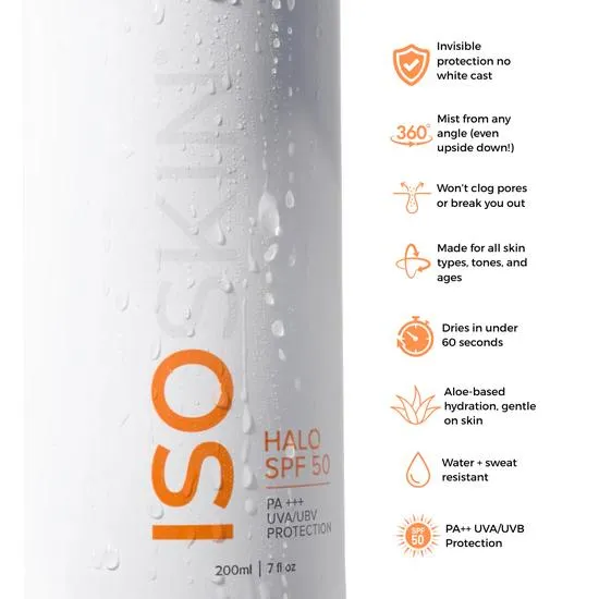 ISOCLEAN ISOSKIN Halo SPF 50 Spray UVA/UBV Protection