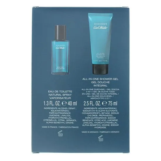 Davidoff Cool Water Eau De Toilette 40ml + Shower Gel 75ml Gift Set 40ml