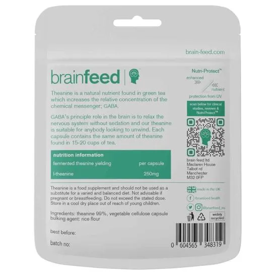 Brain Feed Relax Natural Theanine 250mg 60 Capsules