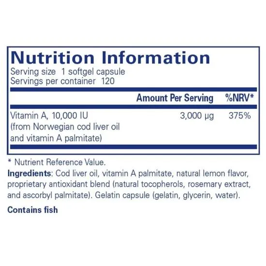 Pure Encapsulations Vitamin A 10,000iu Capsules 120 Capsules