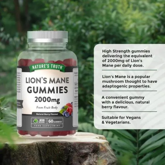 Nature's Truth Lion's Mane 2000mg Berry Gummies 60 Gummies