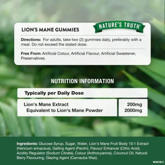 Nature's Truth Lion's Mane 2000mg Berry Gummies 60 Gummies