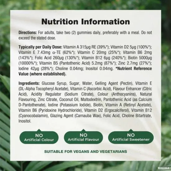 Nature's Truth Hair Skin & Nails Biotin 5000ug Raspberry Gummies 60 Gummies