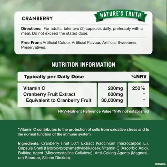 Nature's Truth Cranberry Extract 30, 000mg Capsules 60 Capsules