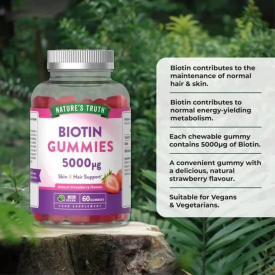 Nature's Truth Biotin 5000ug Gummies 60 Gummies