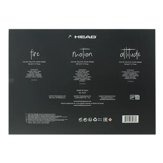 Head Men Eau De Toilette Attitude, Fire, Motion Gift 50ml