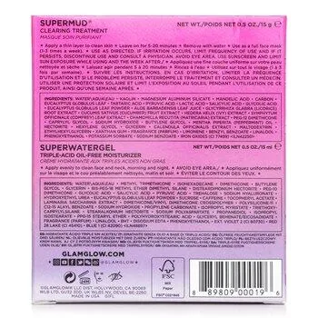 GLAMGLOW Pore-Clearing & Minimising Set: Supermud Clearing Treatment 15g + Superwatergel Moisturiser 15ml 2pcs