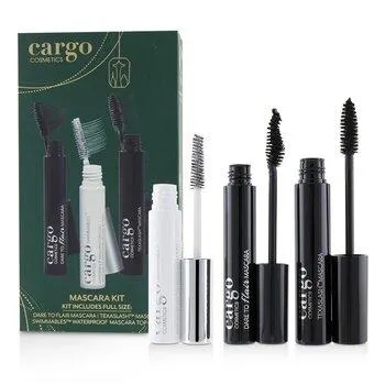 Cargo Cosmetics Mascara Kit: 1x Dare To Flair Mascara, 1x Texalash Mascara, 1x Swimmables Waterproof Mascara Top Coat 3pcs