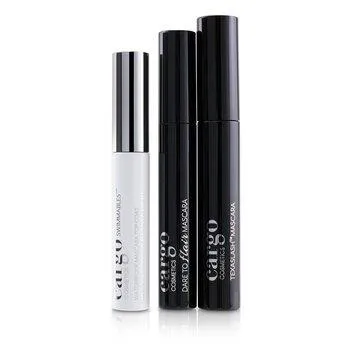 Cargo Cosmetics Mascara Kit: 1x Dare To Flair Mascara, 1x Texalash Mascara, 1x Swimmables Waterproof Mascara Top Coat 3pcs