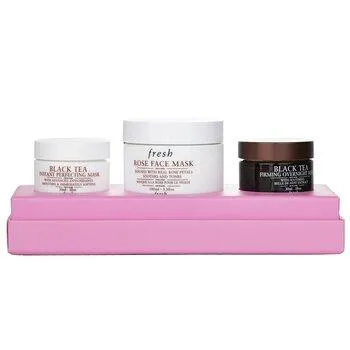 Fresh Face Mask Set: 1x Rose Face Mask 100ml/3.3oz + 1x Black Tea Firming Overnight Mask 30ml/1oz + 1x Black Tea Instant Perfecting Mask 30ml/1oz 3pcs