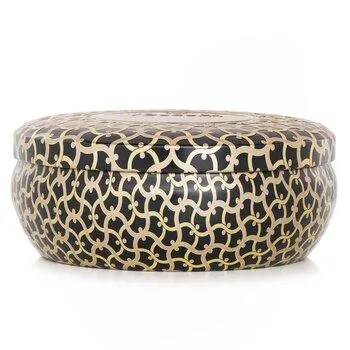 VOLUSPA 3 Wick Decorative Tin Candle Suede Noir 340g
