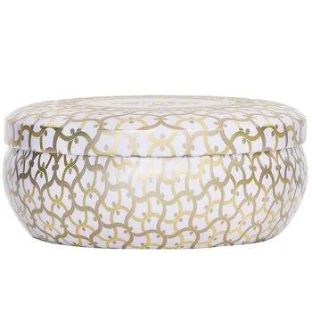 VOLUSPA 3 Wick Decorative Tin Candle Suede Blanc 340g