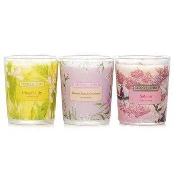 Carroll & Chan 3 Votive Set: Sakura, Jasmine, Rose & Cranberry, Ginger Lily 3pcs