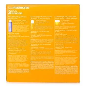 Ole Henriksen 3 Mega Wonders Set: Banana Bright Vitamin C Serum 15ml + Glow2OH Dark Spot Toner 190ml + C-Rush Brightening Gel Creme 35ml 3pcs