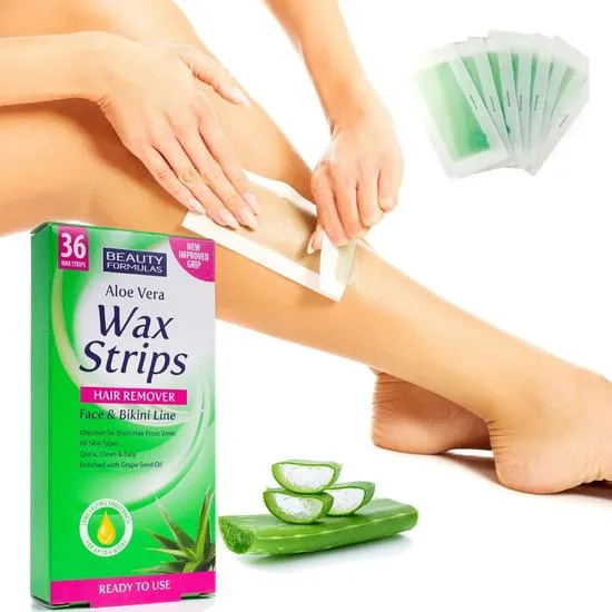 Beauty Formulas Aloe Vera Hair Remover Wax Strips Face & Bikini 36 Wax Strips