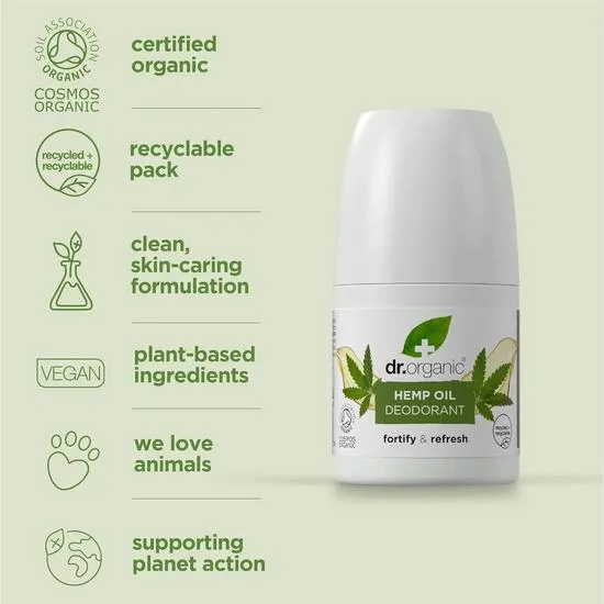 Dr. Organic Hemp Oil Deodorant Roll On 50ml