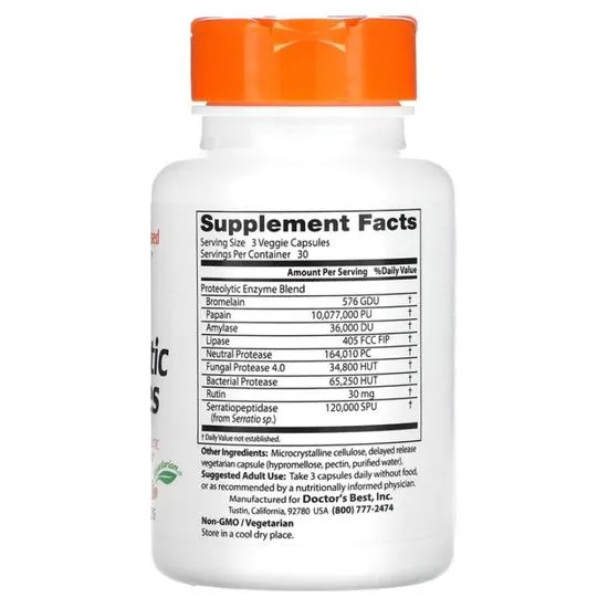 Doctor's Best Proteolytic Enzymes Vegicaps 90 Vegicaps