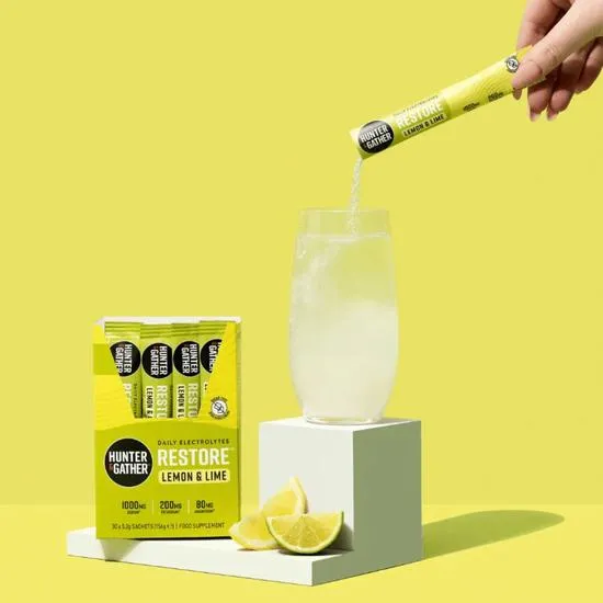 Hunter and Gather Restore Lemon & Lime Electrolyte Sachets 30 Sachets