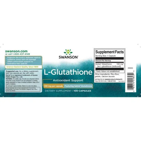 Swanson L-Glutathione 100mg Capsules 100 Capsules