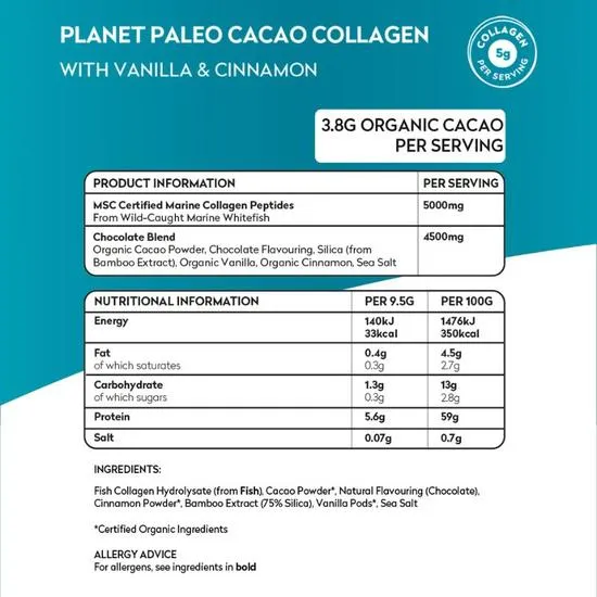 Planet Paleo Cacao Collagen 285g